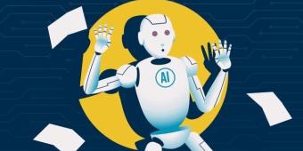 a robot is "caught," hands up, with a "police" light at him
